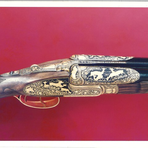 Escopeta paralela marca Star calibre 12 damasquinada por Lucas Alberdi